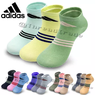 3 Pairs Adidas Womens Ankle Trainer Socks Cotton GYM Sports No Show Socks UK 4-7 • £5.99