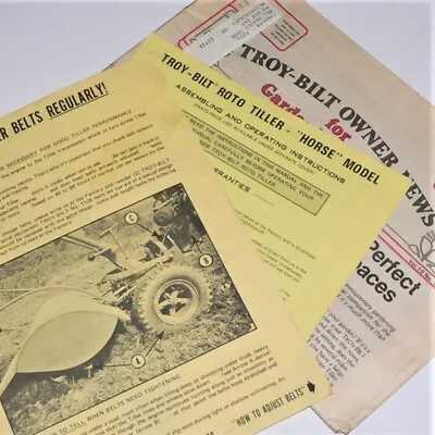 TROY-BILT ROTO-TILLER ~ Job Lot Of Vintage Owner's Manuals / Technical Handbooks • $74.95