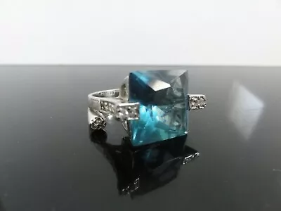 Vintage Superb Design 925 Sterling Silver Massive Heavy Blue Clear Stones Ring  • $119