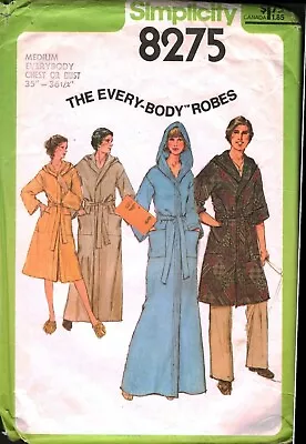 8275 Vintage Simplicity SEWING Pattern Misses Mens Everybody Hooded Robe OOP Sew • $5.59