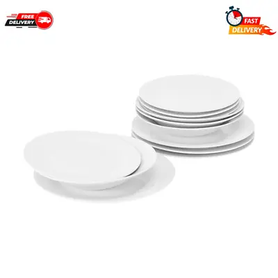 $9.97 • Buy 12 Piece White Dinner Set: 4x Dinner Plates 4x Side Plates 4x Bowls Dining White