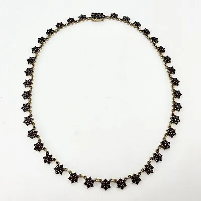 Vtg Danish Garnet Star Collier Silver Gilt Necklace Red Gemstones Fine Jewelry • $525