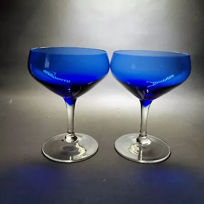 2x Cobalt Blue Clear Small Martini Cocktail Glasses 100ml • £17.90