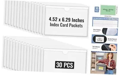 Clear Adhesive Pockets 4 X6  Index Card Pockets Sleeves Self 4x6 Inches • $22.17