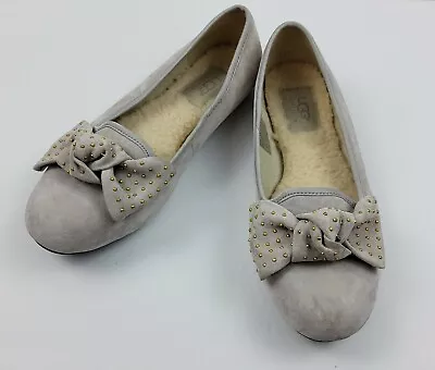 UGG Australia Alloway Studded Bow Flats Suede Slip On Shoes 1004766 Size 6 • $39.99