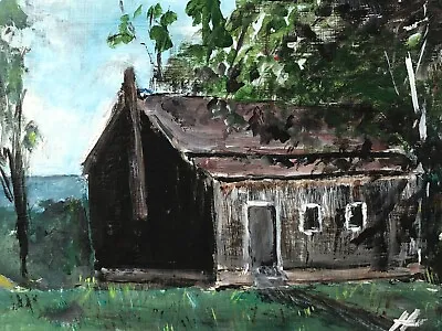 Vintage VT Artist Richard Horn Original Oil On Board 9  X 12  Cabin • $90