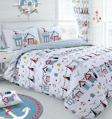 Kids Bedding Set Seaside Boat Anchor Beach Hut Nautical Reversible Bedding Set  • £14.95