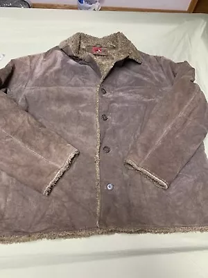 Marlboro Vintage Men's Leather Suede Sherpa Lined Trucker Jacket Coat 2xl • $100