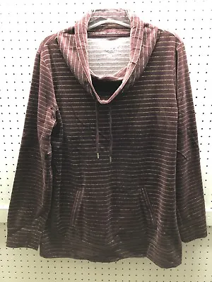 MADE FOR LIFE Misses L Merlot Velour W Lurex Cowl-Neck Tunic Top FREE Shpg NWTA • $12.90