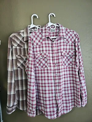 Levi's Vintage Flannel Shirts Lot Of (2) Men's L LS Snap Button 1 Red & 1 Brown  • $39.99