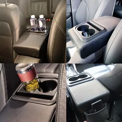 Black Car Armrest Box Elbow Heightened Auto Arm Cushion With Cup Holder Storage • $50