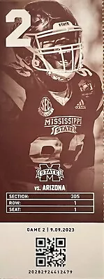 2023 Mississippi State Bulldogs Collectible Football Ticket Stub Arizona Game • $5.99