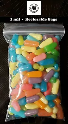 Clear Plastic Reclosable Zipper Baggies 2mil Top Lock Zip Seal Bags Candy Snack • $1.03