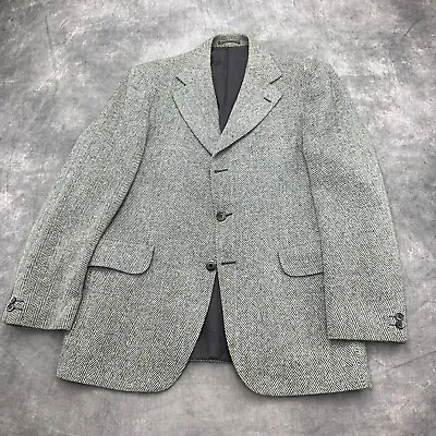 Magee Blazer Men 42 Gray White Herringbone Donegal Tweed Wool Ireland 70s VTG • $45.97