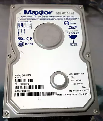 Maxtor DiamondMax Plus 9 200GB Internal 7200RPM 3.5  (6Y200P0) HDD • $32.14