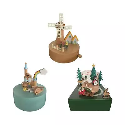 Carousel Music Box Wooden Musical Box Mechanical Classic Wind Up Musical Boxes • £24.13