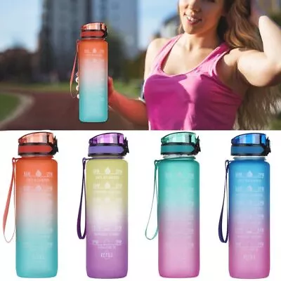 1 Litre Travel Water Bottle Drinking Cups With Time Maker Leak-proof • $13.29