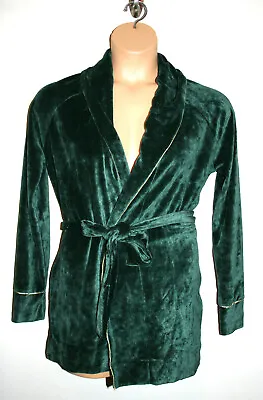 Womens Rituals Dark Green Luxury Velour Velvet Cardigan Short Robe Medium M • $22.46