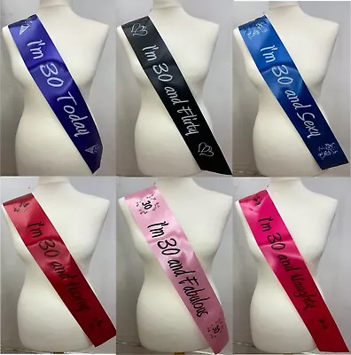 30th Birthday Sash Can Be Personalised - 6 Designs & Various Ribbon Colours NEW • £3.25