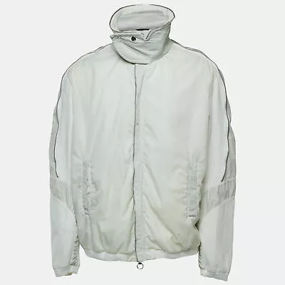 Gucci White Nylon Leather Trimmed Zip Front Jacket 4XL • $115.50