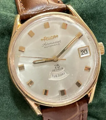 Vintage Watch Felca Airmaster Fantastic Dial Automatic 35mm 25J Mens Watch • $277.92