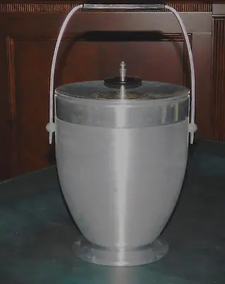 Vintage Large Ice Bucket Mid Century Modern Kromex Atomic Spun Aluminum Tri Tone • $29.99