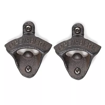2 Pack Of Black Wall-Mounted Bartender's Bottle Opener In Cast Iron Set Of 2... • $14.62