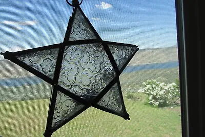 Vintage Hanging Star Candle Holder Moroccan Style-brass & Textured Glass • $59.99