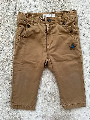 $3.99 • Buy Zara Baby Khakis Lined Brown Pants Size 6-9 Months