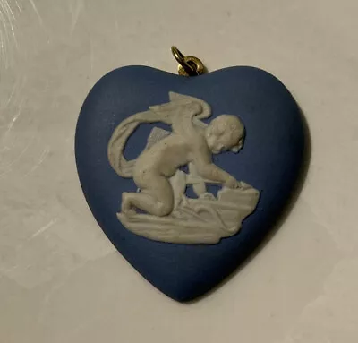£0.82 • Buy VINTAGE WEDGWOOD BLUE JASPER CUPID CHERUB HEART Pendant