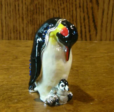 Kubla Crafts Jeweled Trinket Box #KC3188 PENGUIN W/ BABY 2.75  NEW/BOX • $58