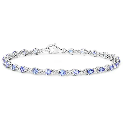 Ladies Sterling Silver 24 Stone Pear Shaped Natural Tanzanite Link Bracelet • £99.99