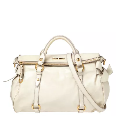 Miu Miu Off White Leather Bow Satchel • $378