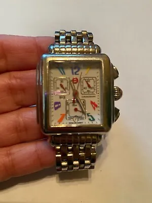 Authentic Michele Deco Carousel Chronograph Steel  Watch Inc. 7 More Watch Bands • $500