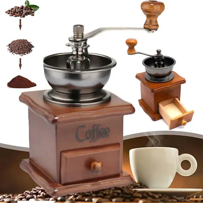 Manual Coffee GrinderCoffee Bean Grinder Hand Wooden Coffee Grinder Adjustable • £12.90