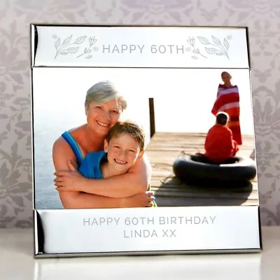 Personalised Floral 60th Birthday Photo Frame Gift 6x4 - Landscape Female Male • £18.99