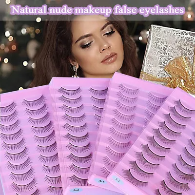 10 Pairs Faux Mink Fake Eyelashes Natural Comic Eye Wispy Makeup False Lashes • $0.87