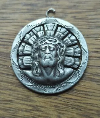 México Silver Jesús Christ Cutout 1 PESO 0720 1926 Prison Work (T) • $45