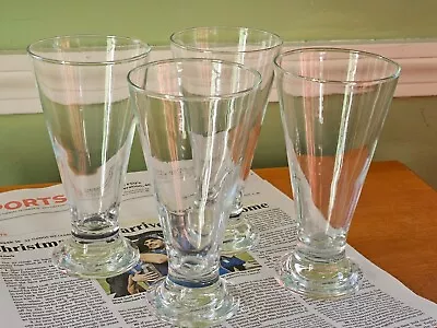 Vintage 1970's Clear Beer/Beverage Glasses Set Of 4 6.5  Tall 3.25  Wide At Top • $34