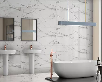 White Grey Kitchen Bathroom Tiles 300X600 Porcelain Wall Floor Tiles Pallet Lot • £1.99