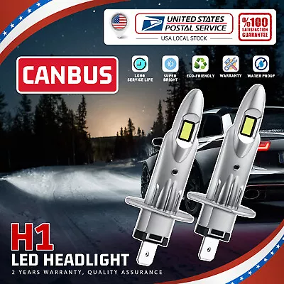 CANBUS 2PCS H1 LED Headlight Kit 1800LM Hi Low Beam Bulb 6000K White High Power • $18.99