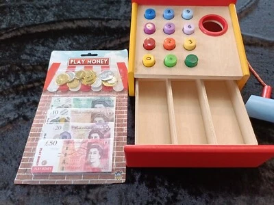£9.99 • Buy Wooden Cash Register Children’s Shop Grocery, Cafe, Restaurant Checkout Till Toy