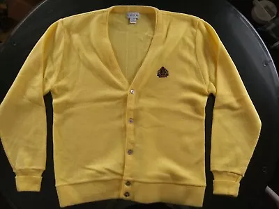 VTG Men Sweater XL IZOD Yellow Cardigan Mexico Acrylic Preppy  • $29.99