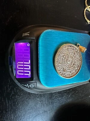 $149.95 • Buy Mayan Calendar Aztec God Pendant In .925 Sterling Silver 14k Gold Bezel Read