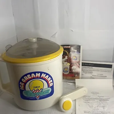 Vintage DONVIER Easy To Use 5-Pc Hand Cranked ICE CREAM MAKER W/Box Yellow • $29.99