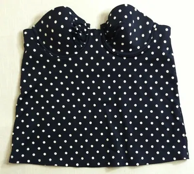 NWT J. CREW POLKA-DOT SWING SWIM TOP 77219 $68 Navy No Straps Sz 4 Tankini NEW • $24.99