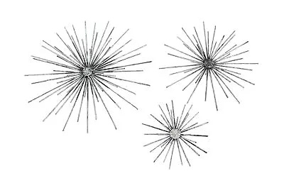 Aged Silver Finish Mid-Century Modern Atomic Star Burst Wall Sculptures Set Of 3 • $39.98