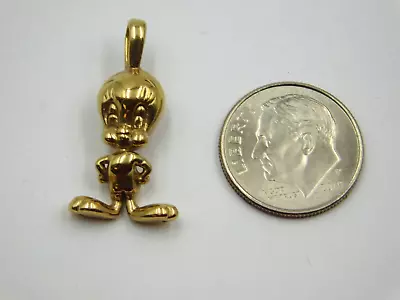 Vintage Estate Small Tweety Bird Cartoon Charm Pendant 14K Yellow Gold (197) • $83