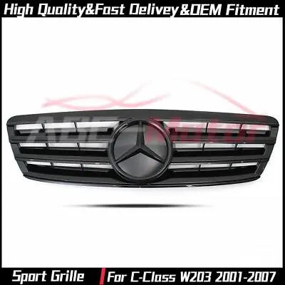 For Benz C-Class W203 2001-2007 Black Sport Grille W/Embelm C200 C240 C280 C320 • $129