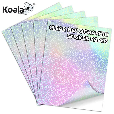 Koala Clear Holographic Sticker Paper Self-Adhesive Laminating Sheets Overlay A4 • $6.99